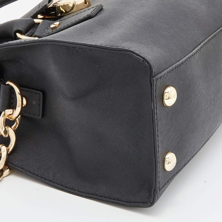 Pre Owned MICHAEL Michael Kors Black Saffiano Leather Hamilton East West Tote