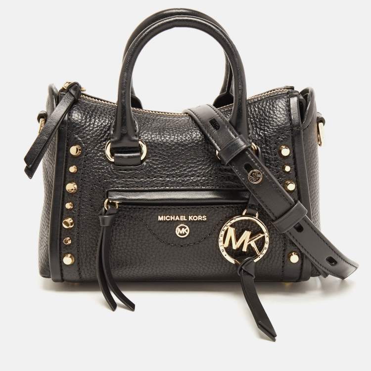 Shop Michael Kors Carine Extra-small Studded Pebbled Leather