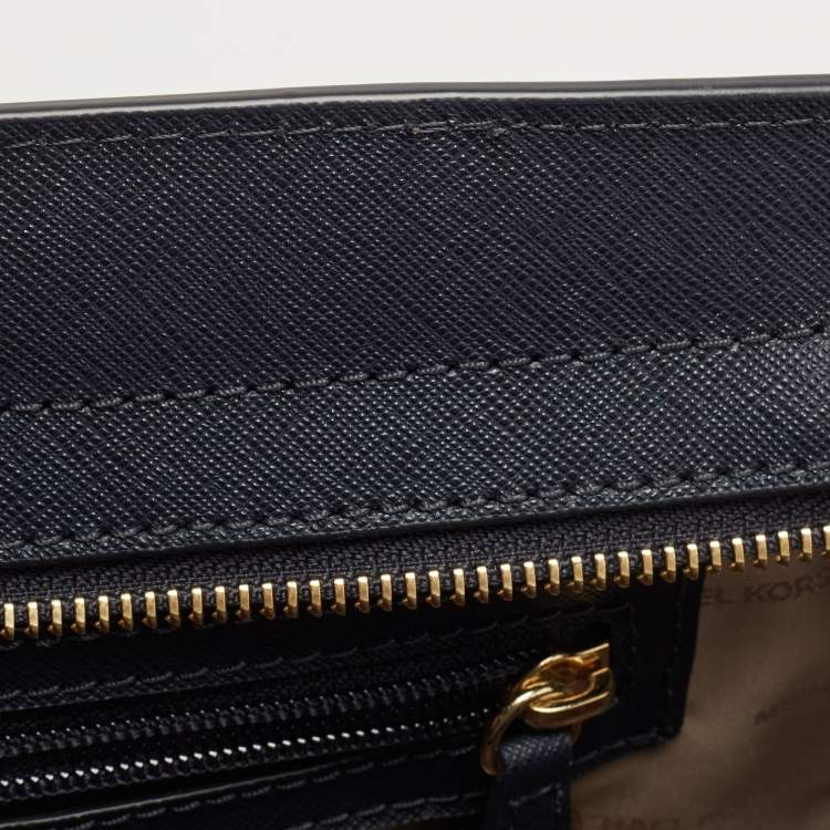 Pre Owned Michael Kors Navy Blue Saffiano Leather Medium Selma Tote