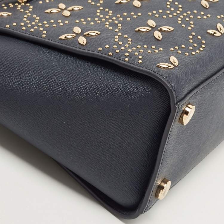 Pre Owned Michael Kors Navy Blue Saffiano Leather Medium Selma Tote