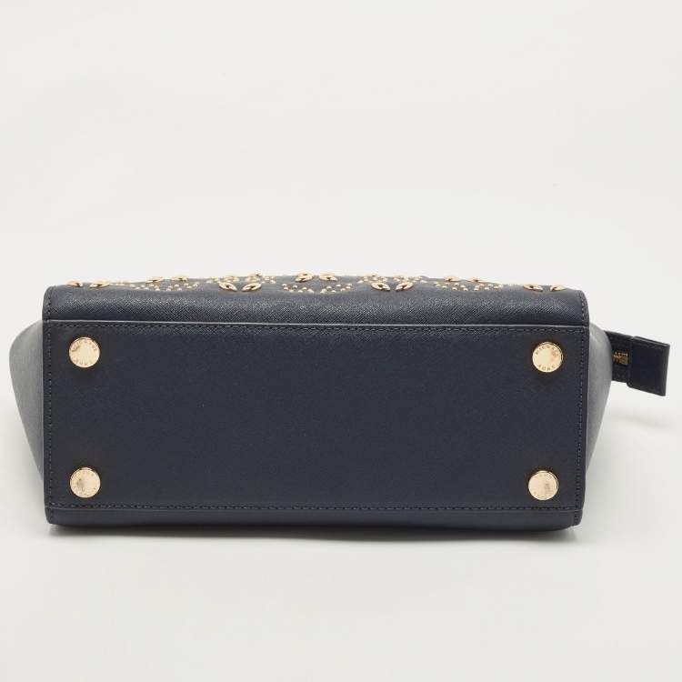 Pre Owned Michael Kors Navy Blue Saffiano Leather Medium Selma Tote