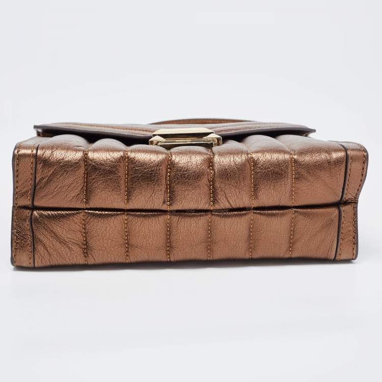 Pre Owned Michael Kors Bronze Quilted Leather Whitney Shoulder Bag