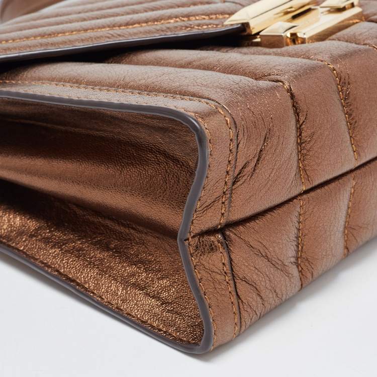 Pre Owned Michael Kors Bronze Quilted Leather Whitney Shoulder Bag