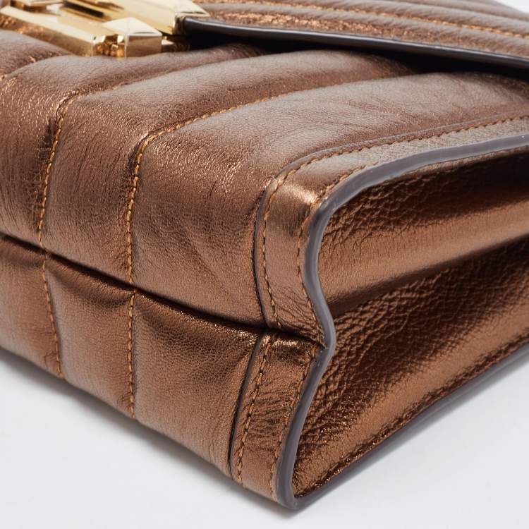 Pre Owned Michael Kors Bronze Quilted Leather Whitney Shoulder Bag