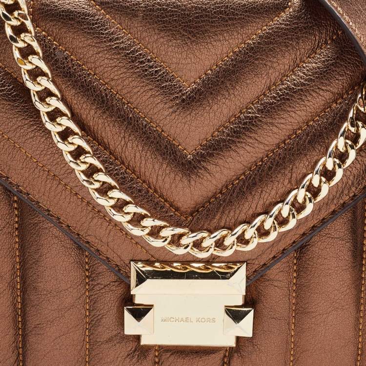 Pre Owned Michael Kors Bronze Quilted Leather Whitney Shoulder Bag