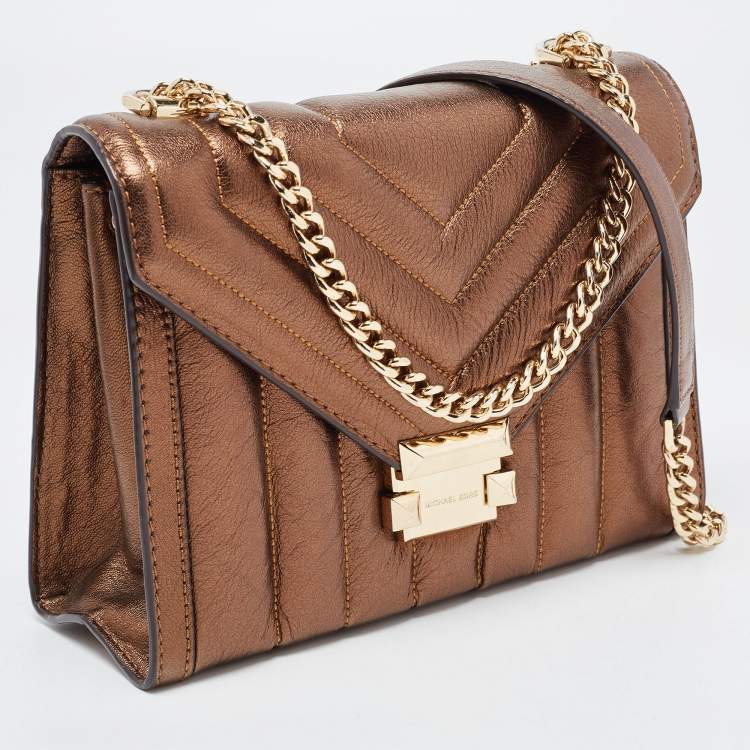 Pre Owned Michael Kors Bronze Quilted Leather Whitney Shoulder Bag