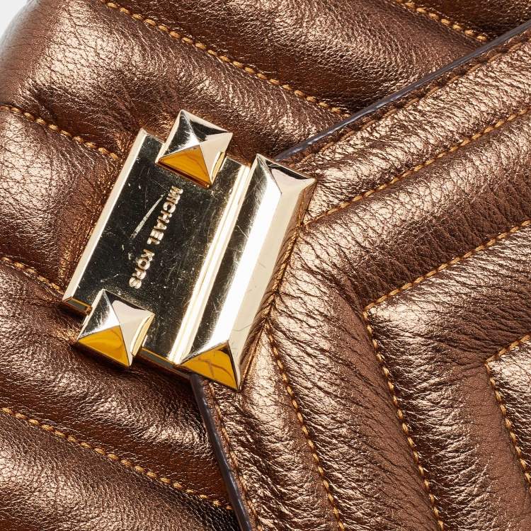 Pre Owned Michael Kors Bronze Quilted Leather Whitney Shoulder Bag