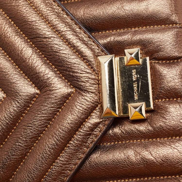 Pre Owned Michael Kors Bronze Quilted Leather Whitney Shoulder Bag