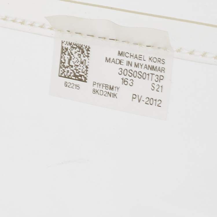 Pre Owned Michael Kors White PVC and Leather Logo Tote