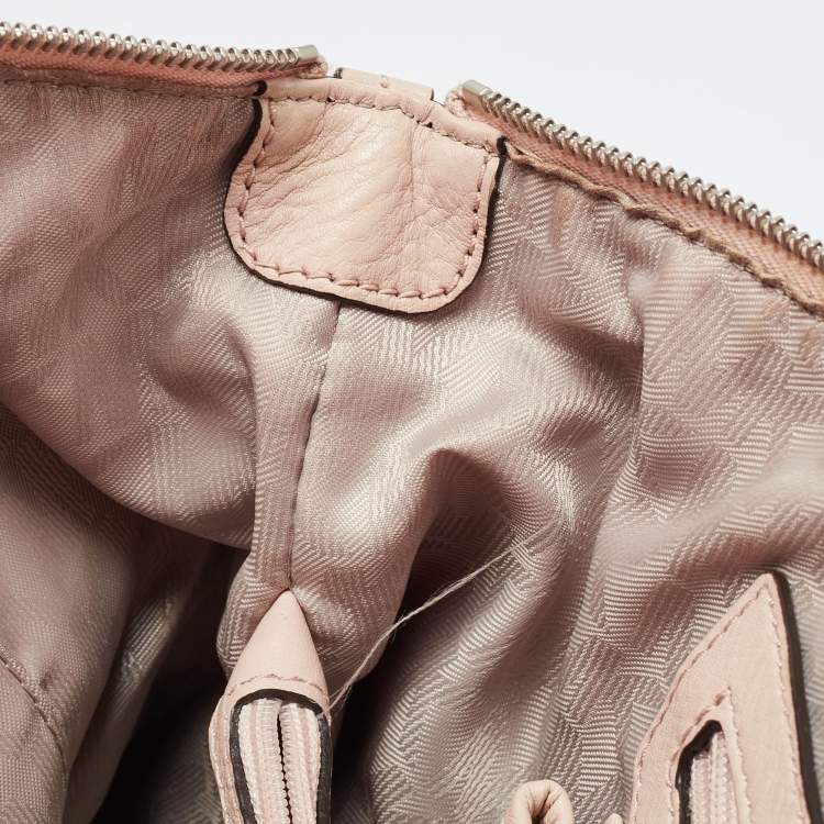 Pre Owned Michael Kors Pale Pink Leather Large Riley Satchel