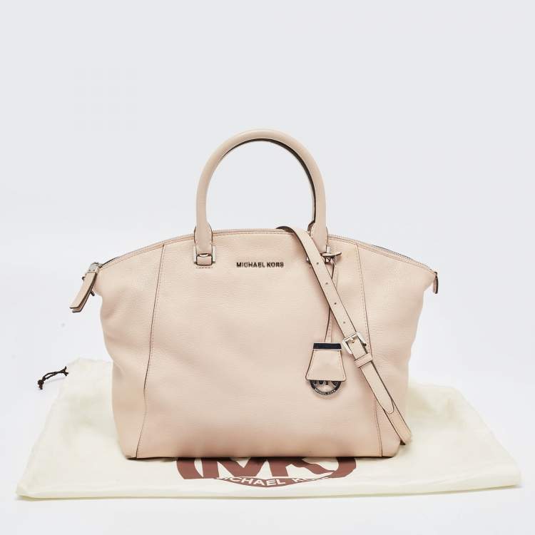 Pre Owned Michael Kors Pale Pink Leather Large Riley Satchel