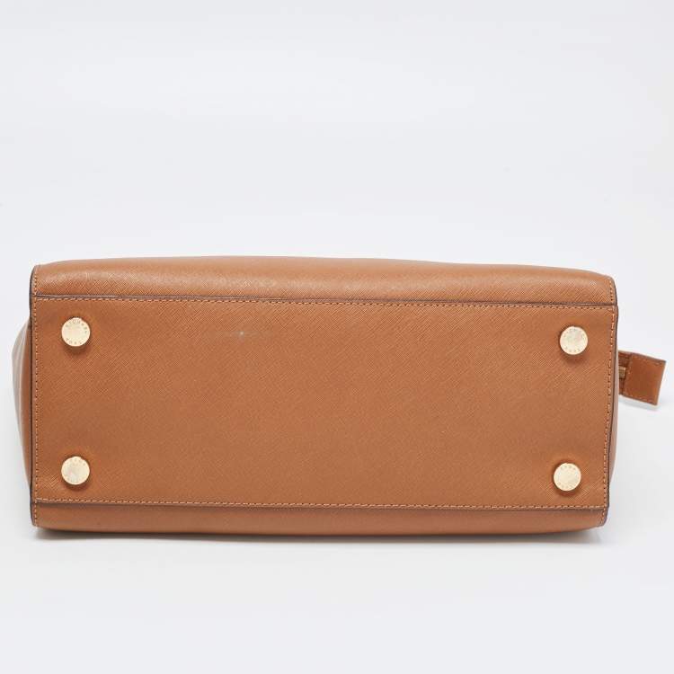 Pre Owned Michael Kors Brown Saffiano Leather Large Selma Satchel