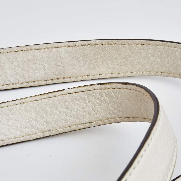 Pre Owned Michael Kors White Leather Camden Drawstring Hobo