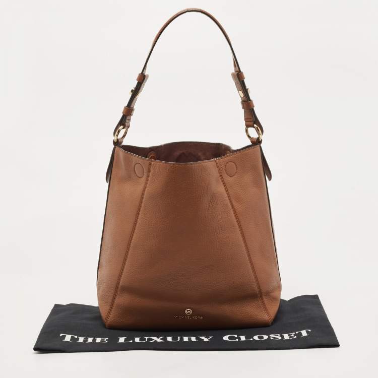 Pre Owned Michael Kors Brown Leather Lucy Hobo 
