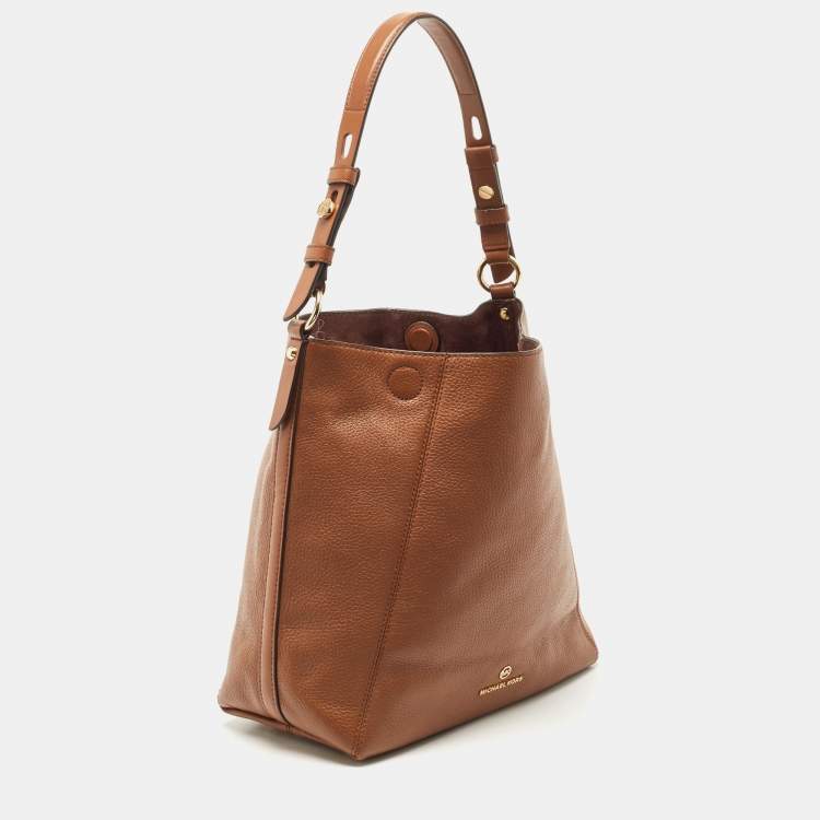 Pre Owned Michael Kors Brown Leather Lucy Hobo 