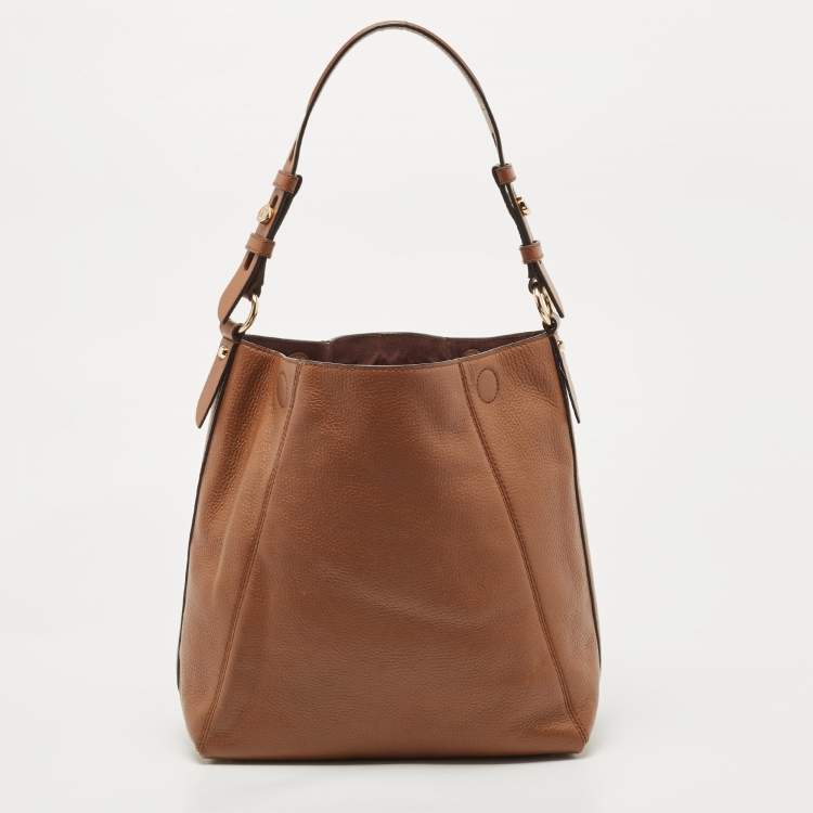 Pre Owned Michael Kors Brown Leather Lucy Hobo 