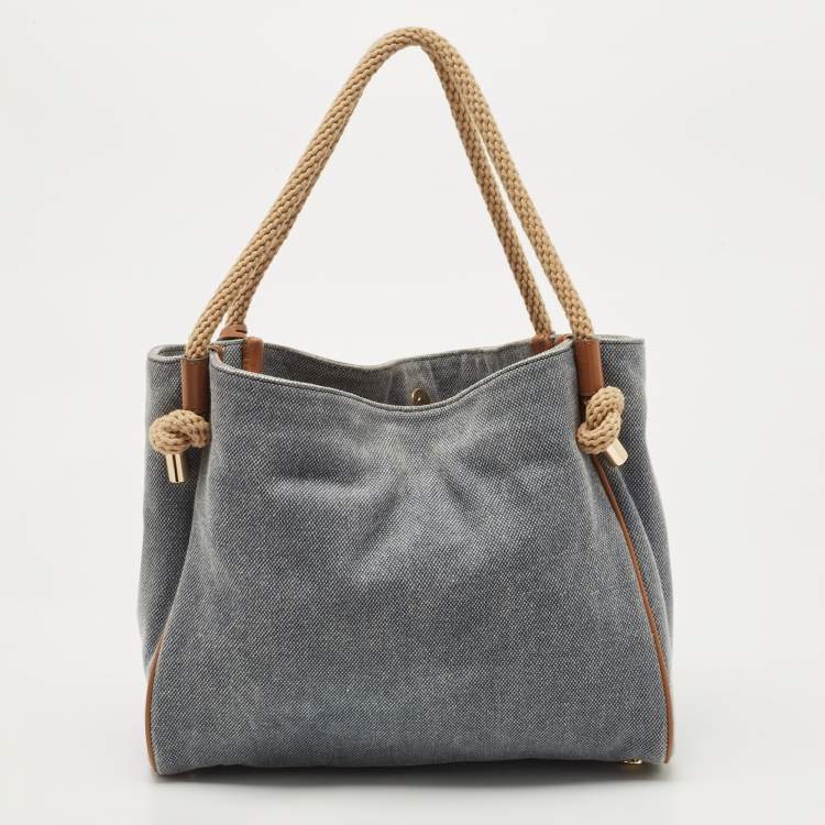 Pre Owned Michael Kors Blue Canvas Isla Tote