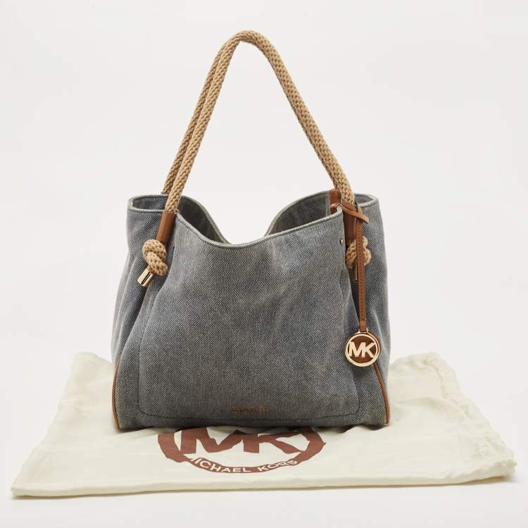 Pre Owned Michael Kors Blue Canvas Isla Tote