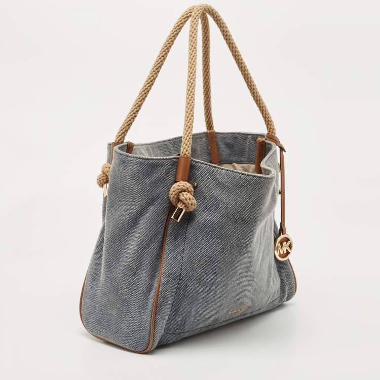 Pre Owned Michael Kors Blue Canvas Isla Tote