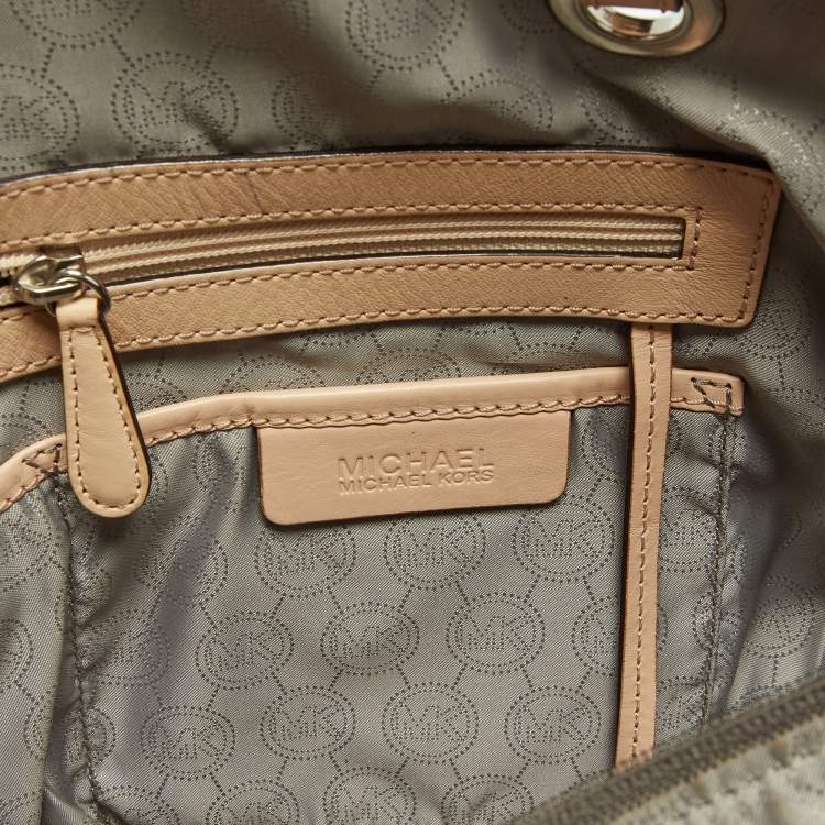 Pre Owned MICHAEL Michael Kors Metallic Signature Patent and Leather Jet Set Tote