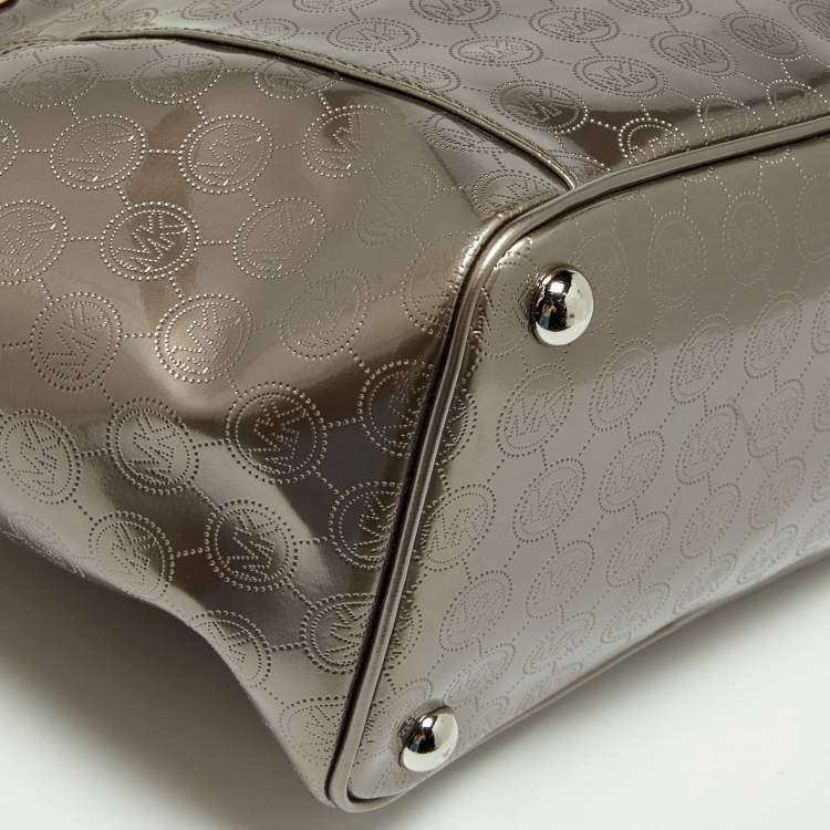 Pre Owned MICHAEL Michael Kors Metallic Signature Patent and Leather Jet Set Tote