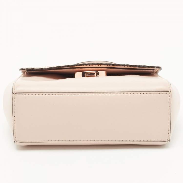 Pre Owned Michael Kors Pink Leather Eyelets Ava Top Handle Bag