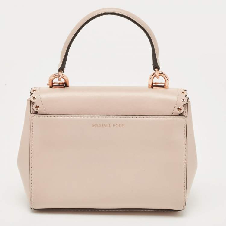 Pre Owned Michael Kors Pink Leather Eyelets Ava Top Handle Bag