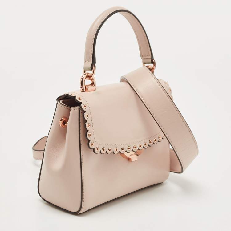 Pre Owned Michael Kors Pink Leather Eyelets Ava Top Handle Bag