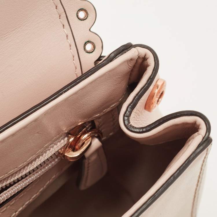 Pre Owned Michael Kors Pink Leather Eyelets Ava Top Handle Bag