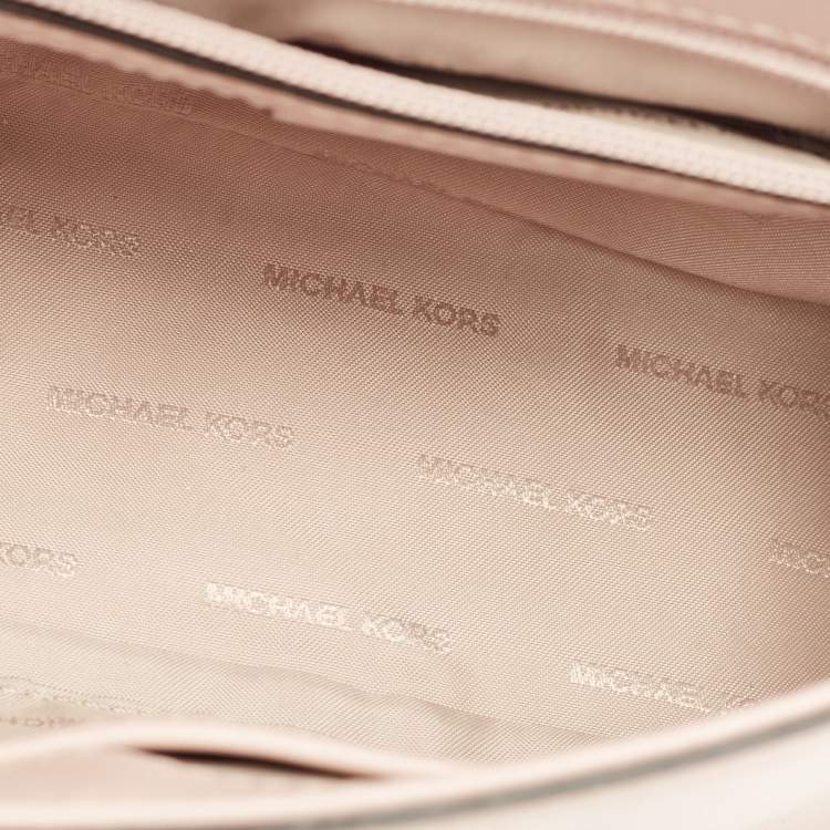 Pre Owned Michael Kors Pink Leather Eyelets Ava Top Handle Bag
