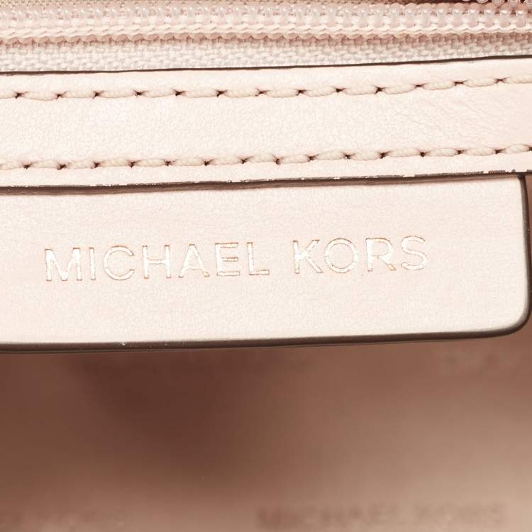 Pre Owned Michael Kors Pink Leather Eyelets Ava Top Handle Bag