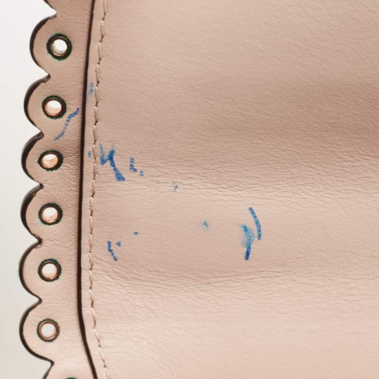 Pre Owned Michael Kors Pink Leather Eyelets Ava Top Handle Bag