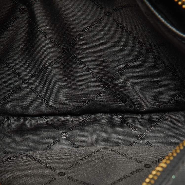 Pre Owned Michael Kors Black Leather Large Jet Set Zip Chain Crossbody Bag