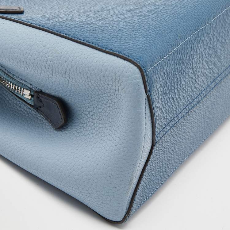 Pre Owned Michael Kors Multi Tone Blue Leather Small Kimberly Satchel