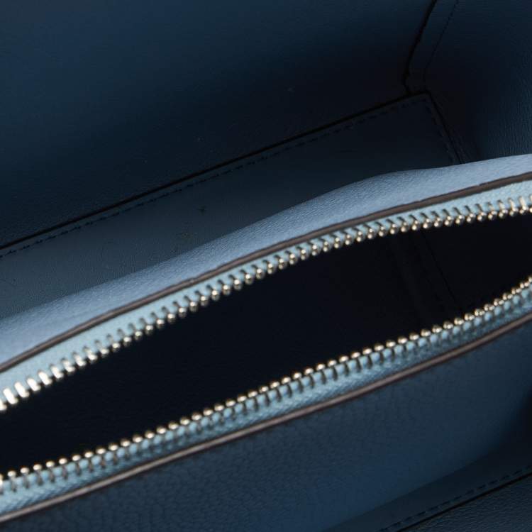 Pre Owned Michael Kors Multi Tone Blue Leather Small Kimberly Satchel