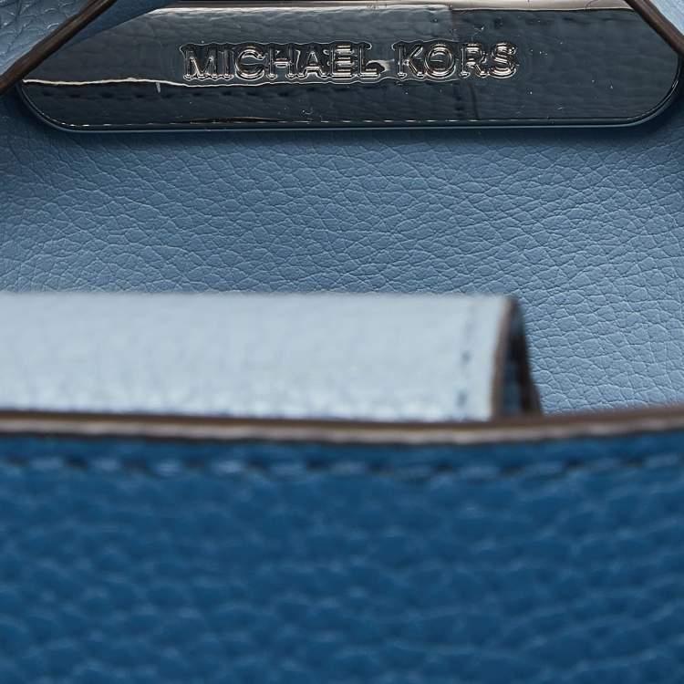 Pre Owned Michael Kors Multi Tone Blue Leather Small Kimberly Satchel