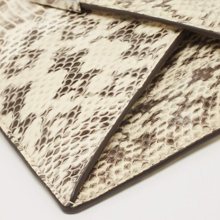 Pre Owned Michael Kors Beige Snakeskin Leather Barbara Chain Clutch