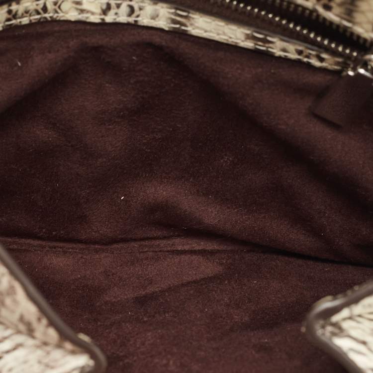 Pre Owned Michael Kors Beige Snakeskin Leather Barbara Chain Clutch