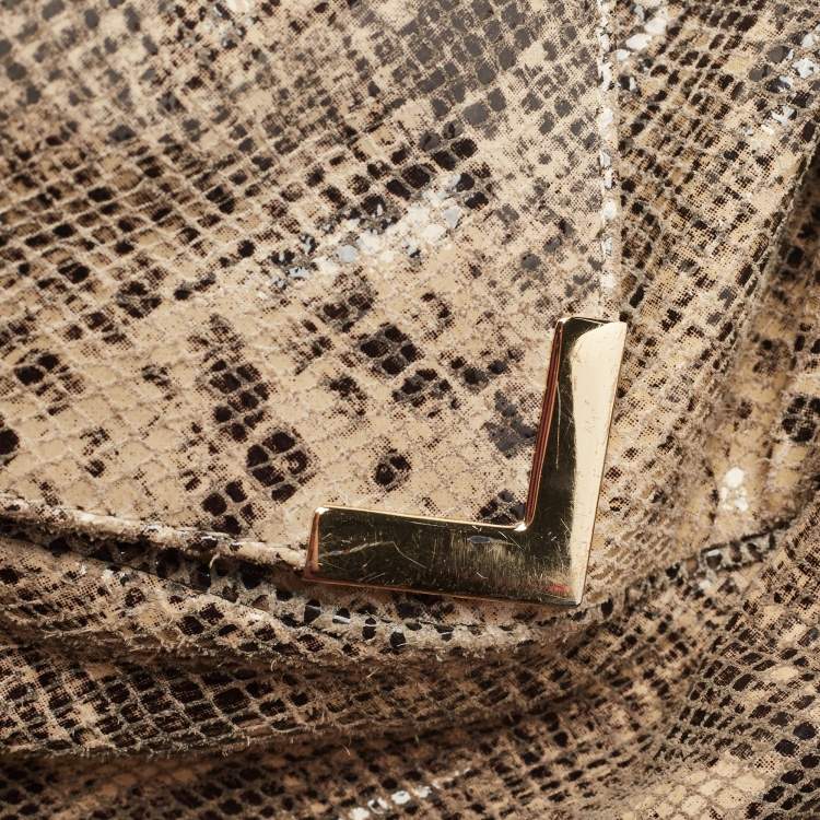 Pre Owned Michael Kors Beige/Black Python Effect Leather Satchel