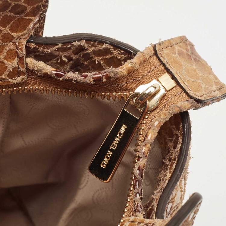 Pre Owned Michael Kors Brown/Black Saffiano Leather Large Selma Satchel
