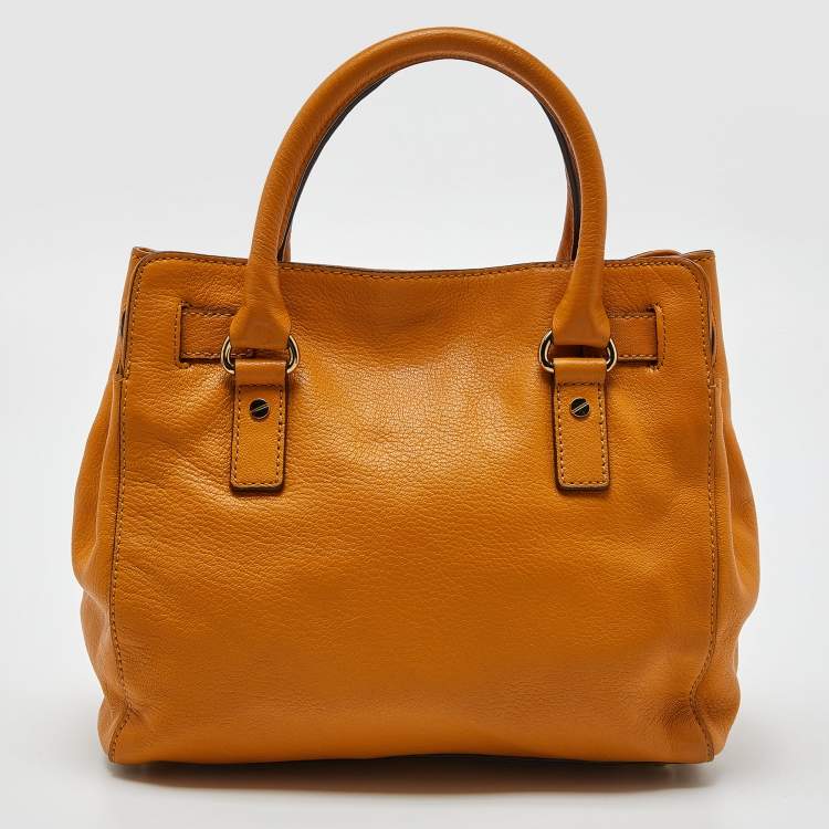 Pre Owned Michael Kors Orange Leather Hamilton North South Tote