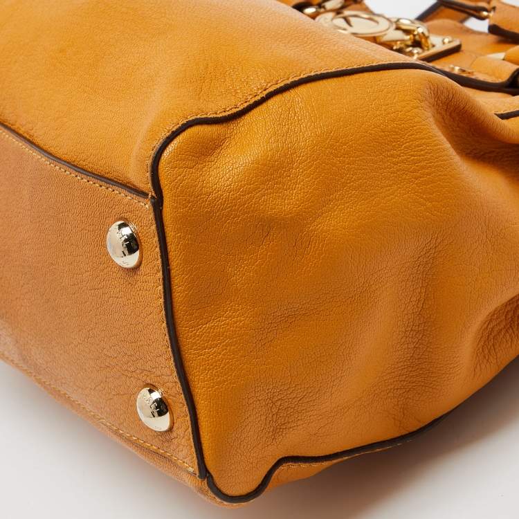 Pre Owned Michael Kors Orange Leather Hamilton North South Tote