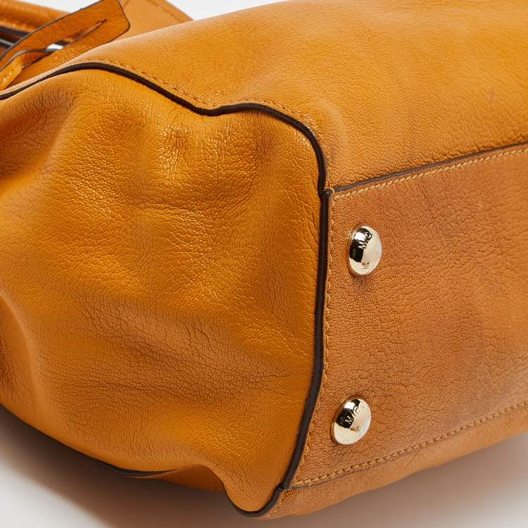 Pre Owned Michael Kors Orange Leather Hamilton North South Tote