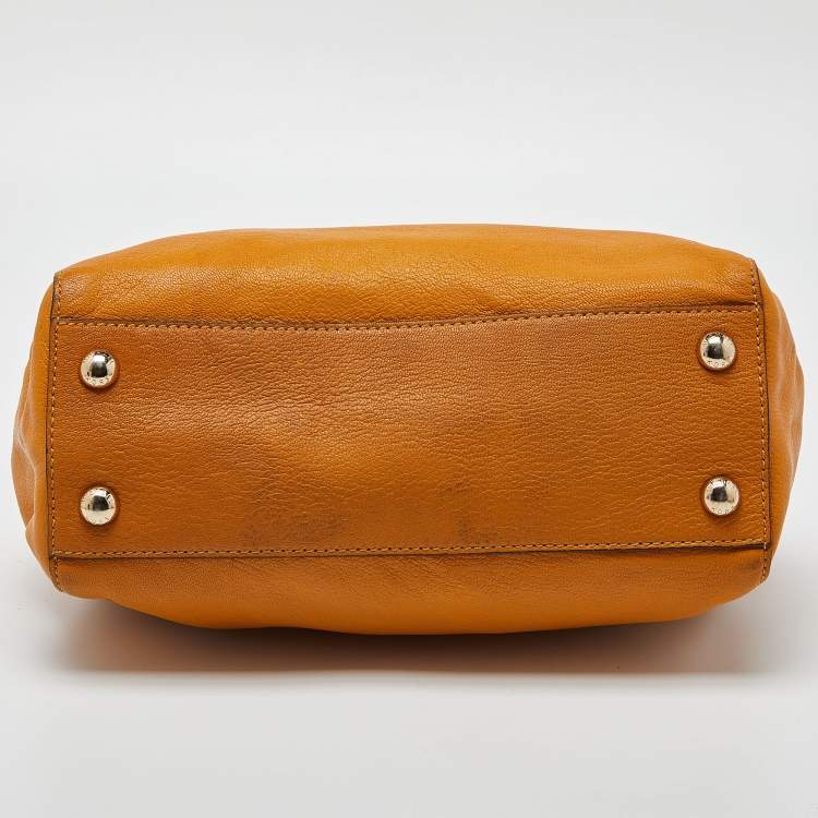 Pre Owned Michael Kors Orange Leather Hamilton North South Tote