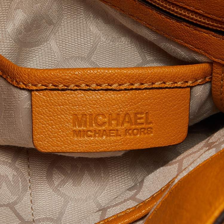 Pre Owned Michael Kors Orange Leather Hamilton North South Tote