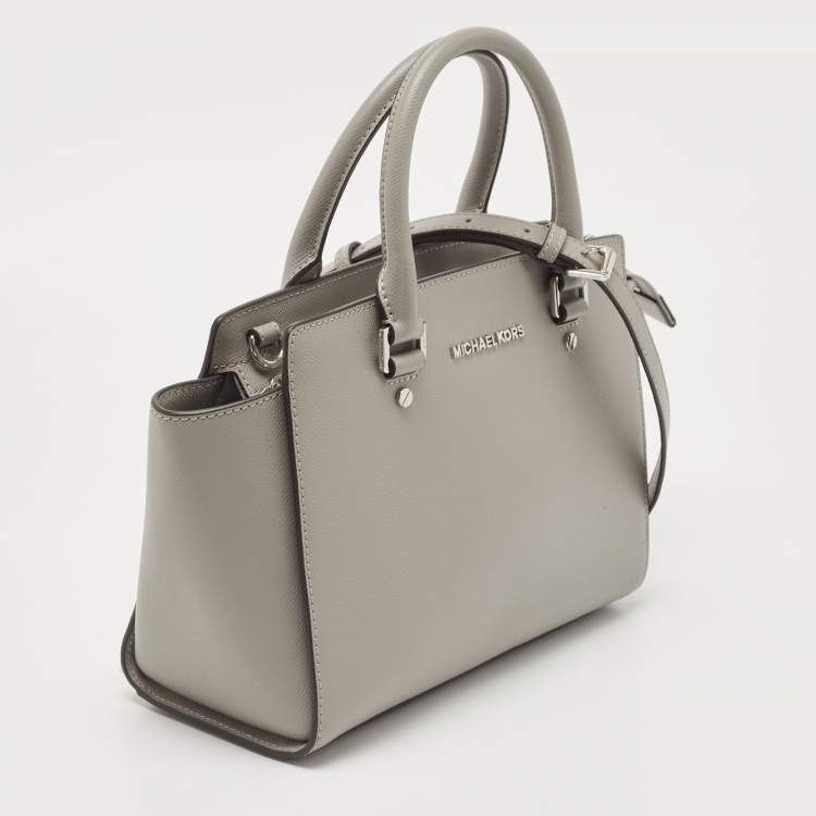 Pre Owned Michael Kors Grey Saffiano Leather Medium Selma Tote