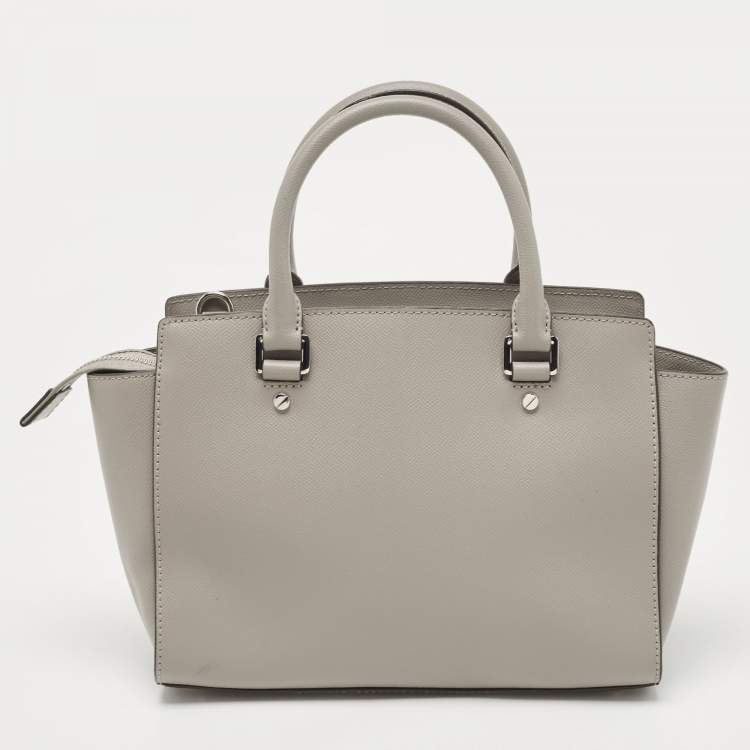 Pre Owned Michael Kors Grey Saffiano Leather Medium Selma Tote