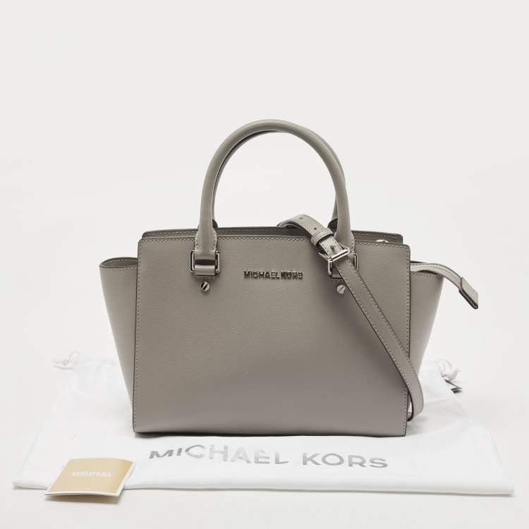 Pre Owned Michael Kors Grey Saffiano Leather Medium Selma Tote