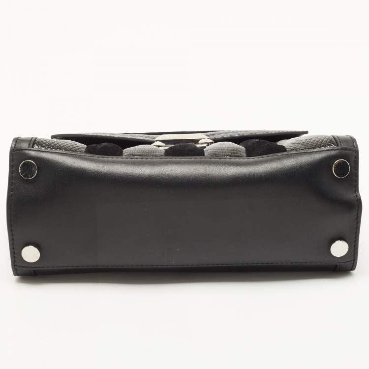 Pre Owned Michael Kors Black Suede And Leather Whitney Top Handle Bag