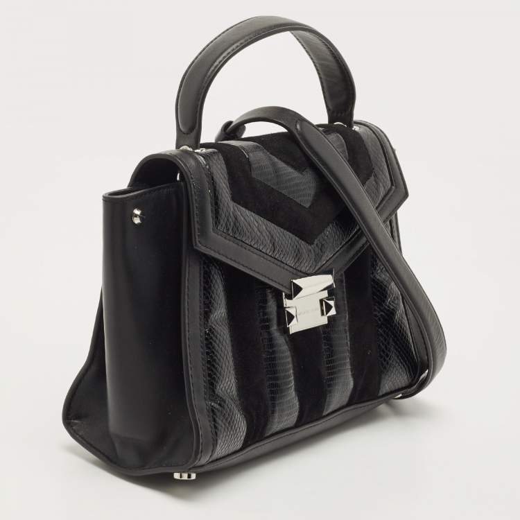Pre Owned Michael Kors Black Suede And Leather Whitney Top Handle Bag